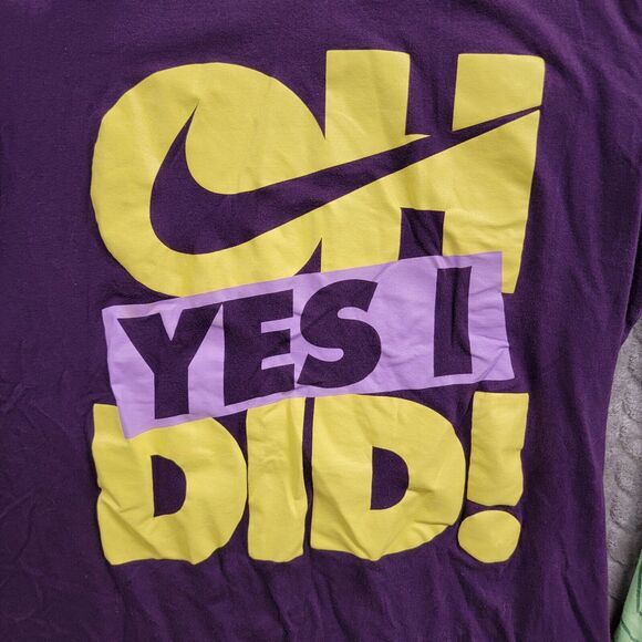 Under Armour HeatGear Womens Large Shirt Nike Slim Fit Oh Yes I Did‎ Purple - Picture 2 of 15